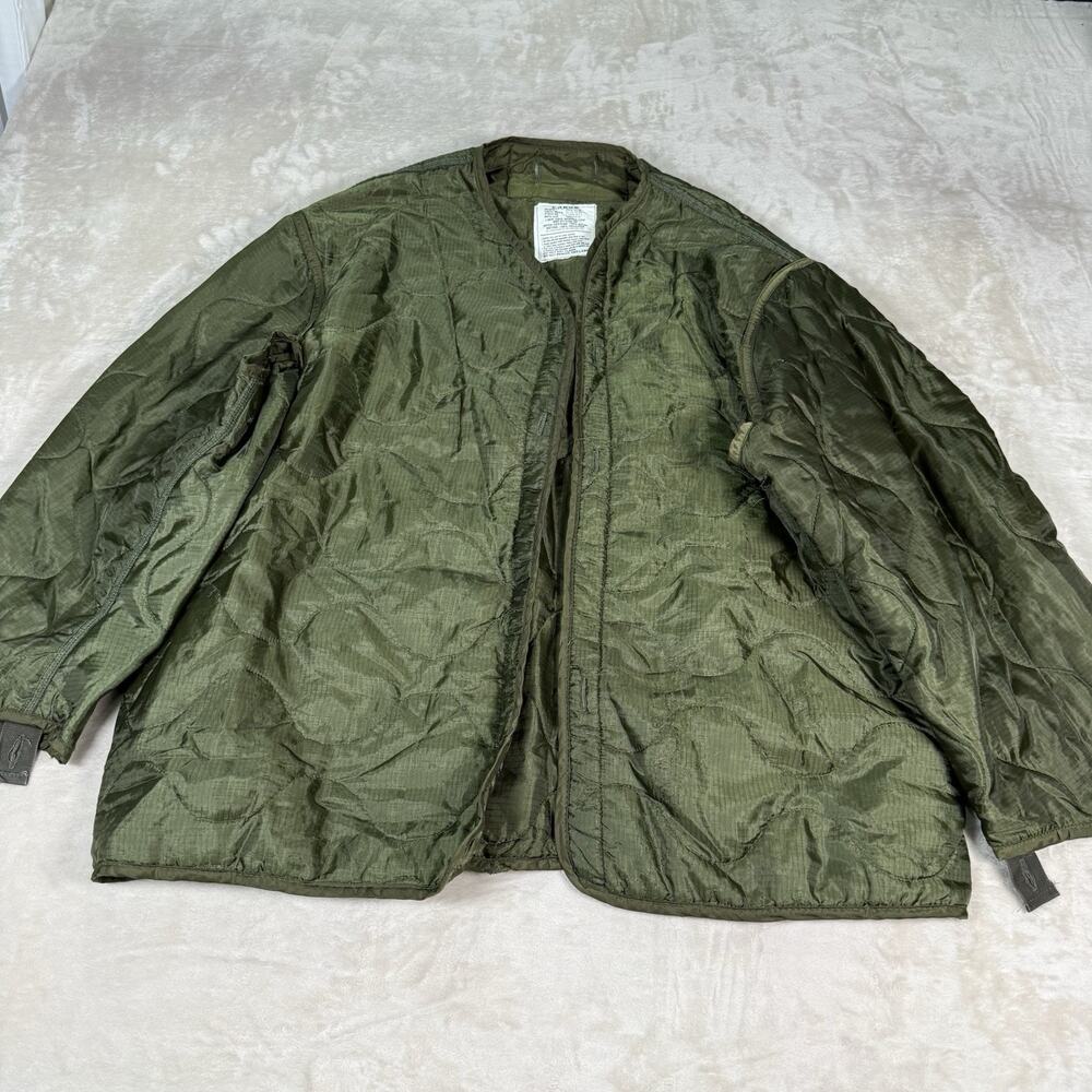 Military Liner Cold Weather Coat Size Large Green Quilted Lakeview Sportswear
